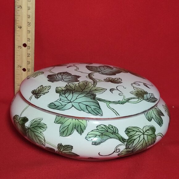 Andrea by Sadek Ivy Porcelain Trinket Dish with Lid Dresser Vanity Jewelry Holde - Picture 10 of 12